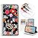 STENES Bling Wallet Phone Case Compatible with Samsung Galaxy S24 Ultra 5G - Stylish - 3D Handmade Crown Sexy Lips Rose Floral Leather Girls Women Cover with Neck Strap Lanyard [3 Pack] - Black
