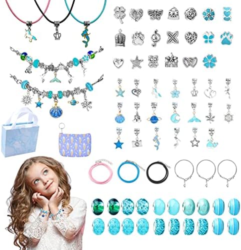 68Pcs Girls Bracelet Making Kit,DIY Jewellery Making Set for Kids,Arts and Crafts Bead Chain Necklace Sets for Girls Teens Children Age 5-13,Toys Gifts Present for Birthday Festival Party Christmas