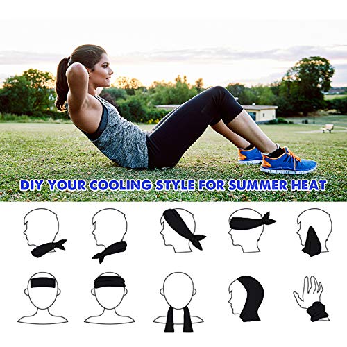 4 Packs Cooling Towel (40"X 12"), Ice Towel, Microfiber Towel, Soft Breathable Cool Towel Stay Cool For Golf,Yoga,Sport,Gym,Workout,Camping,Fitness,Running,Workout (Black) #TOP6