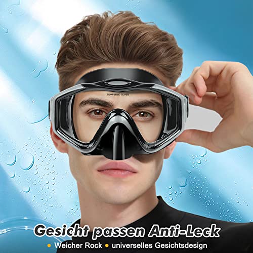 Foto von Schnorchelset Erwachsene Tauchmaske Taucherbrille mit Schnorchel Volltrocken für Herren und Damen Anti-Leck & Anti-Fog