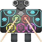 MAZAHEI 9 Pads Electric Drum Set, Portable Practice Drum Machine with Headphone Jack, Built-in Speak