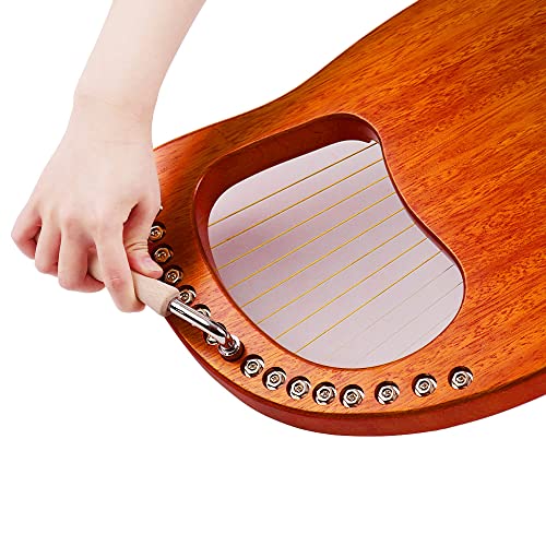 HXYIG 16-String Wooden Lyre Harp Metal Strings Mahogany Solid Wood String Instrument with Carry Bag Tuning Wrench Cleaning Cloth Strings WH16