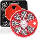 BLPRKOT 200 Piezas Plomo De Pesca para Pescar con Peso,Plomada Pesca,Plomada De Pescacon Caja de Almacenamiento,Disparo Dividido SeñUelo Plomo,Plomos De Pesca,Cuentas De Plomo,Plomos Pesca (0,4-1,5 g
