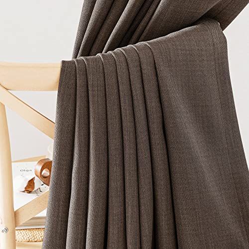 NICETOWN Faux Linen Brown Blackout Curtains for Sliding Glass Door, Hook Belt/Rod Pocket/Back Tab Primitive Sound Reducing Thermal Drape Privacy for Bedroom/French Door, W100 x L84, 1 Panel by NICETOWN - Image 6