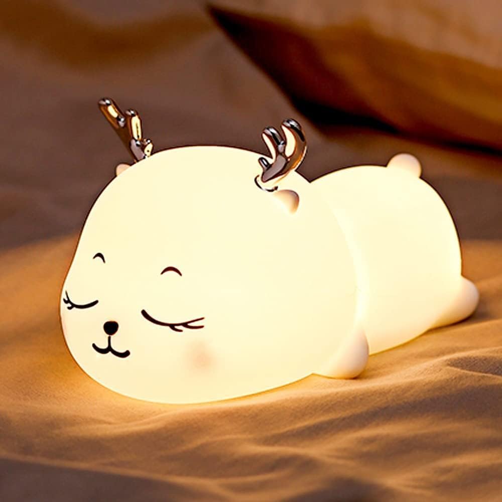 One94Store Cute Cat Touch Silicone Night Lamp – USB Rechargeable 7-Color LED Light for Kids Bedroom, Romantic Decor & Valentine Gift