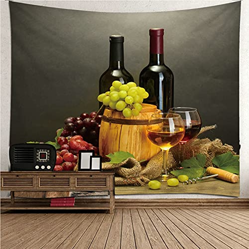 Aeici Tenture murale Art déco sur le thème de la nourriture Vin rouge et raisins pour chambre à coucher Dortoir (150 x 130 cm)