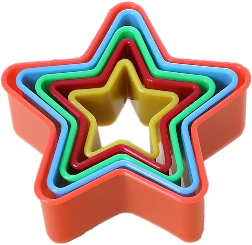 Cookie Cutter Set for Baking, 5PCS Sandwich Fondant Cake Fruit Vegetable Shapes Cutter Set (Star)