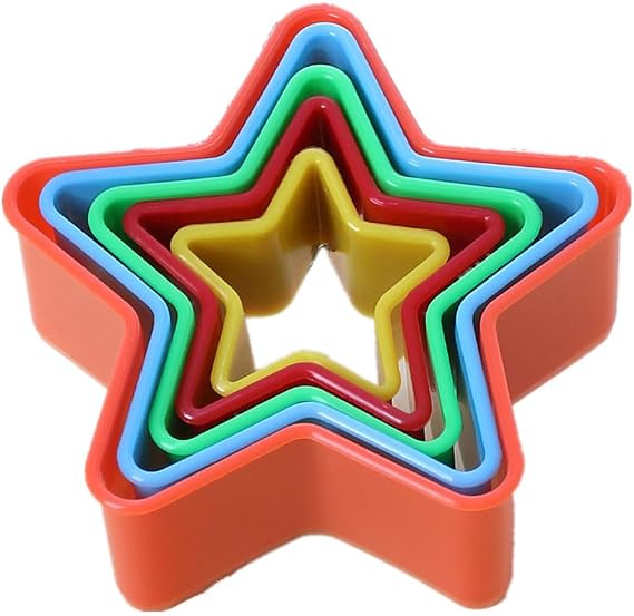 Cookie Cutter Set for Baking, 5PCS Sandwich Fondant Cake Fruit Vegetable Shapes Cutter Set (Star)