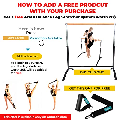 Ballet Barre Portable For Home Or Studio, Freestanding Adjustable 6 Feet Bar For Stretch, Balance, Pilates, Dance Or Active Workouts, Single Bar, Kids And Adults (Curved Single Bar 6Ft) #TOP2