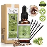 Aceite Crecimeinto de Pestañas 100% Natural, Aceite de Ricino Puro, Prensado en Frío, Pestañas Más Negras y Gruesas