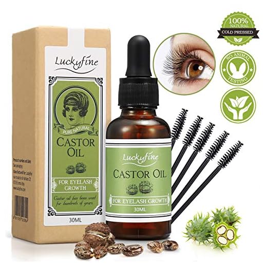 Aceite Crecimeinto de Pestañas 100% Natural, Aceite de Ricino Puro, Prensado en Frío, Pestañas Más Negras y Gruesas