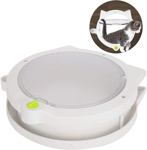 Miniatura 3 de Puertas para gatos Puerta con forma de gatos, suministros para mascotas, bloqueo de 4 vías, solapa para gatos, interruptor de rotación libre, puerta
