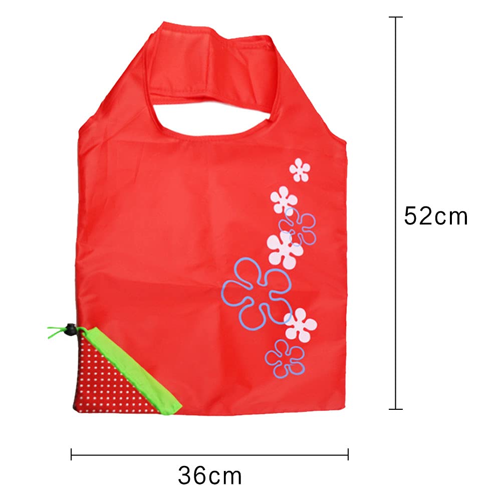 fafeiha Strawbbery Shape Folding Shopping Bags 2PCS Foldable Shopping Tote Bag Fits in Pocket Quick-Drying Heavy Duty Washable Tote Bags Ladies for Grocery Shopping in the Supermarket (Random Color) - Image 3
