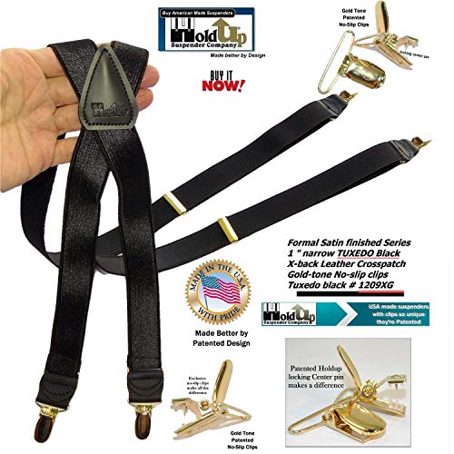 Image of Hold-Up Formal Series Men's X & Y-Back Suspenders with No-Slip Clips | Available in traditional X-back and Y-back styles for business, formal, and dress occasions.