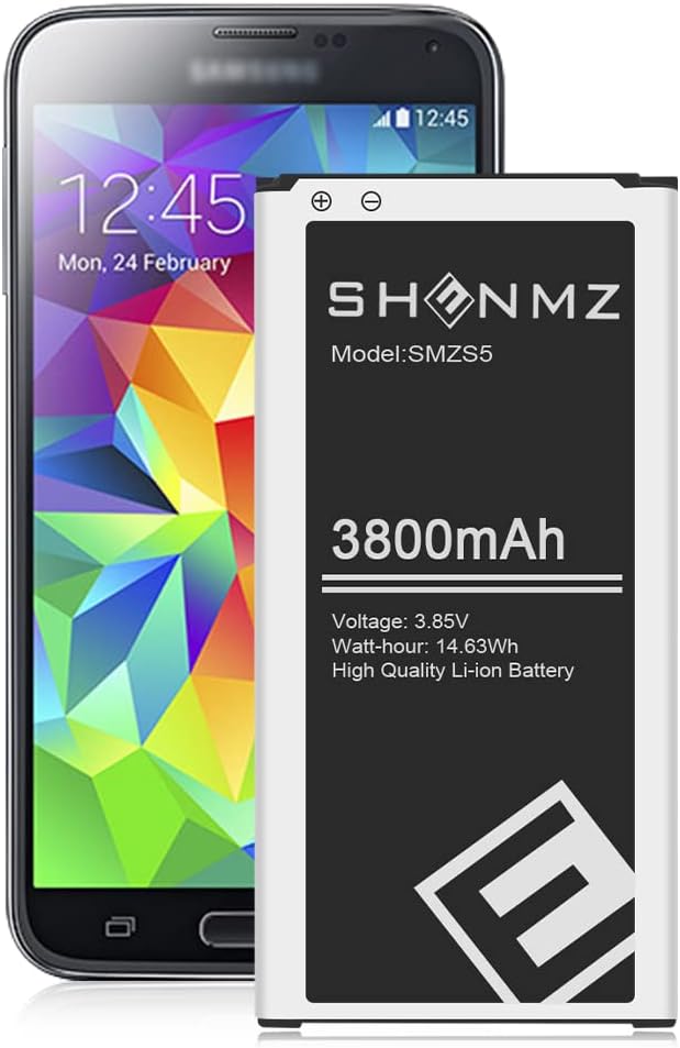 SHENMZ Galaxy S5 Battery,[Upgraded] 3800mAh Li-ion Replacement Battery for Galaxy S5 / S5 Active AT&T G900A,G900F,G900H,G900R4,I9600,SM-G900V,SM-G900P,SM-G900T,EB-BG900BBC