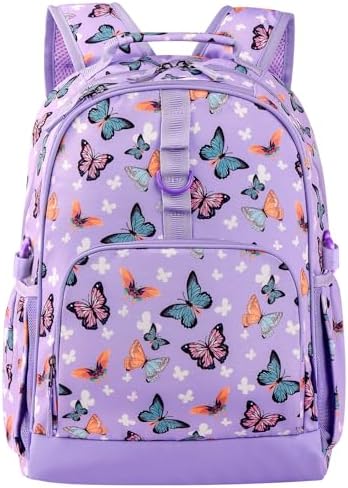 Choco Mocha Butterfly Backpack for Girls, Purple, 15 inch
