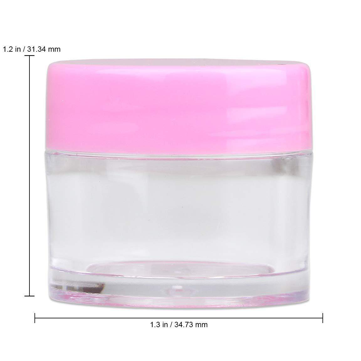 Beauticom 7 Gram / 7 ML Thick Wall Round Leak Proof Clear Acrylic Jars for Beauty, Cream, Cosmetics, Salves, Scrubs (72 Pieces Bottom Clear Base + 72 Pieces Lids, Pink)