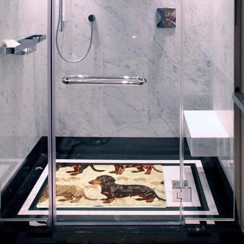 Tapis de bain antidérapant pour chien teckel marron à séchage rapide - 7