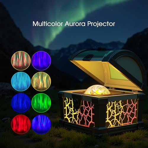 Image of L LOHAS LED Galaxy Projector Night Light, Galaxy & Northern Lights Effect | 8 Colors, Cool Pirate Treasure Nightlight with Timer & Remote Control, for Gifts Kids Boys Girls Bedroom