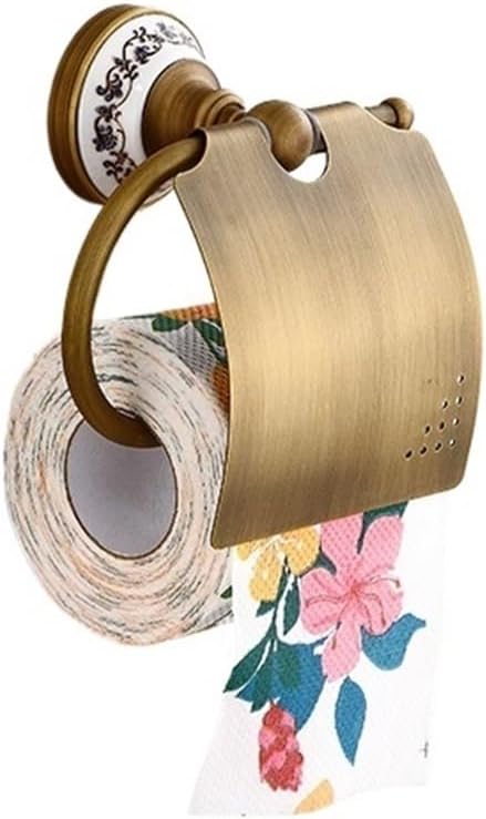 Porcelain Base Bathroom Hardware Set Towel Rack Toothbrush Holder Toilet Roll Paper Soap Dish Wall Mounted Bronze(Towel Ring)