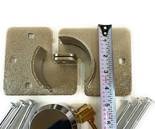 Image of Puck Lock with Hasp and Mounting Hardware, Round Padlock, Bolt on Security. Steel
