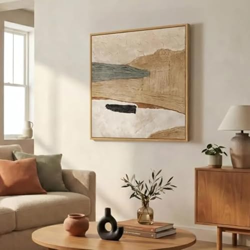 Rumlly Canvas Print in Earth Tone, Minimalist Modern Decor， Neutral Abstract Wall Art for Living Room(50x70cm/Frameless)
