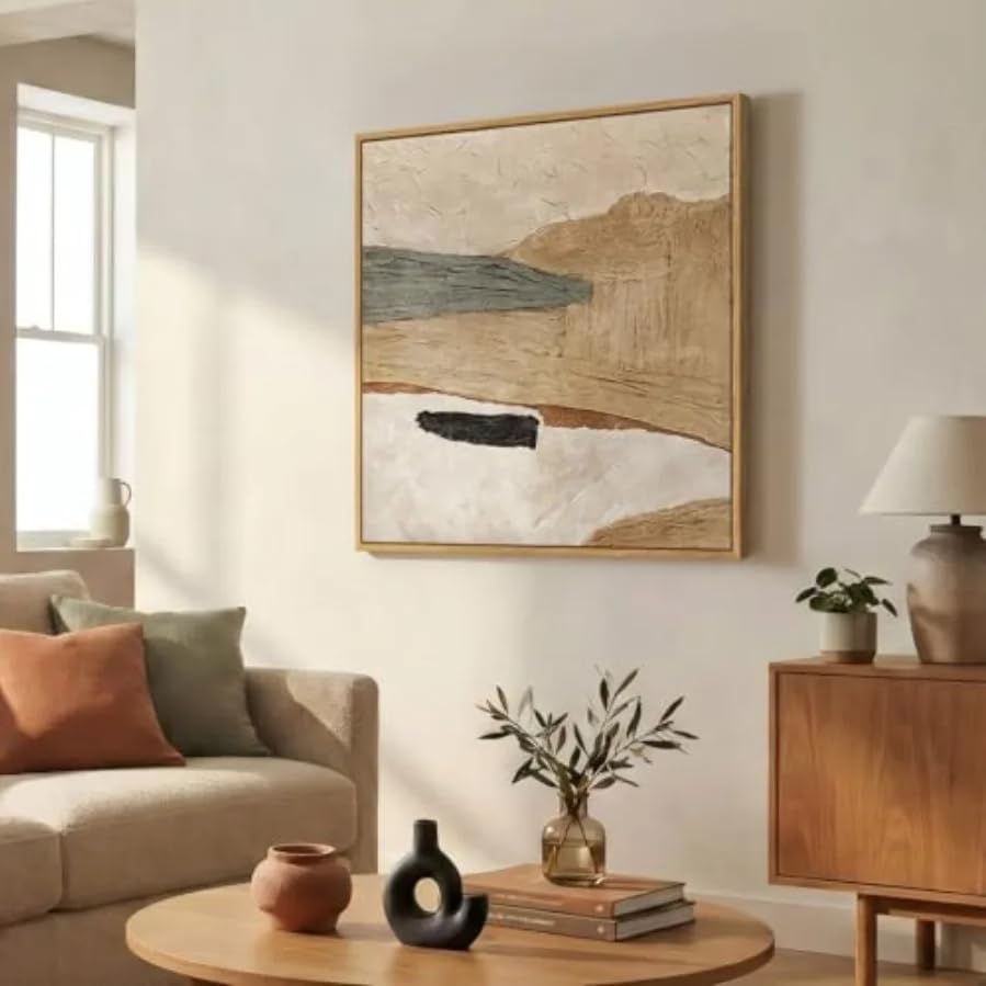 Toile abstraite neutre decoration moderne minimaliste art mural 60x80
