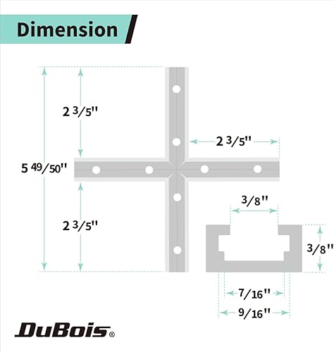 Miniatura 7 de DuBois 51016-P2 Kit de intersección de pista en T de 3 pulgadas con agujeros de montaje preperforados, 2 juegos, para pista en T universal,