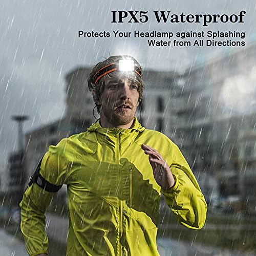 DeTake LED Head Torch, Head Lamp Rechargeable 1800mAh 1800 Lux Super Bright with 5 Light Modes Red Light&White Light IPX5 Waterproof Light Head Torch for Fishing, Camping, Cycling, Hunting, Hiking