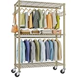 VIPEK V12 Perchero con ruedas para colgar ropa, color dorado
