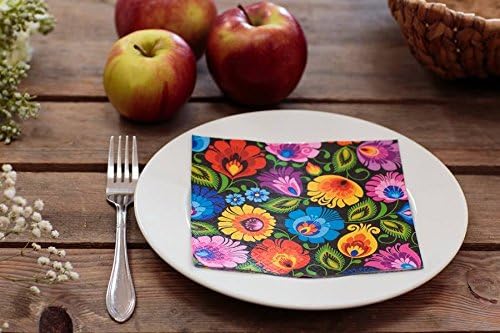 Polish Folk Art Luncheon Napkins, Set of 40 Black
