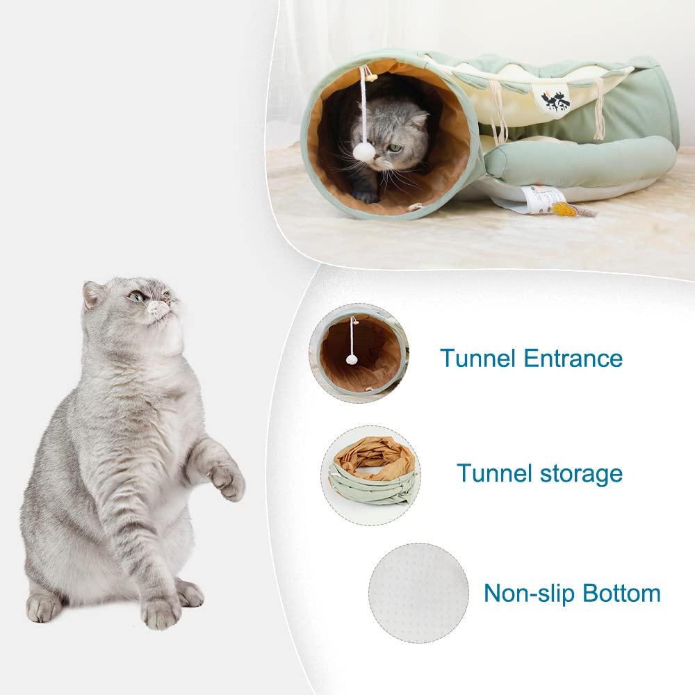 Casa para gatos, juguete interactivo para gatos, juguete de juego interactivo, plegable, hurones, conejo, cama, túneles, tubo, juguetes de interior, producto de ejercicio para gatitos (caqui)