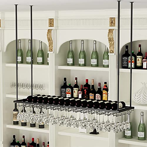 Étagère à vin suspendue DASHADAO 120 cm avec porte-gobelet réglable - 2