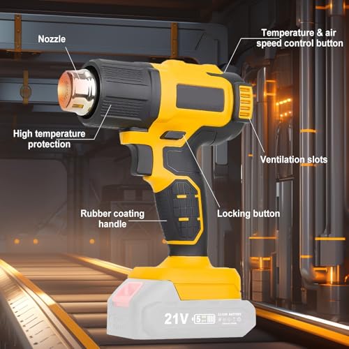 Pistolet à air chaud sans fil 550°C écran LCD résout les décapages difficiles