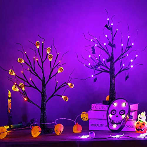 Zhouduidui Halloween Tree, Black Spooky Tree With 24Led Purple Lights And 10 Bat Ornaments Battery Powered 18In Lighted Halloween Bonsai Tree For Indoor Tabletop Halloween Party Decoration #TOP6