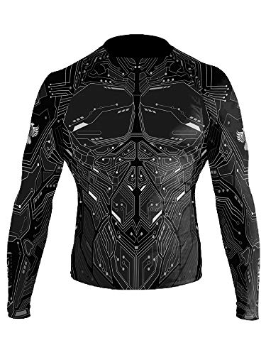 Raven Fightwear Men's Cybernetic Rash Guard MMA BJJ Black Medium