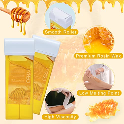 3 IN 1 Roll On Waxing Kit, CENYEDA Hair Removal Triple Roll-On Wax Warmer with 3 Honey Wax Cartridge Depilatory Wax Roller Refill for Legs Arms and Underarm, Upgrade Heating System-Just 13 Mins(Black) - Thumbnail 4