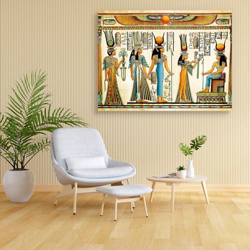 Pitaara Box Egyptian Queen Nefertari Making An Offering To Isis D2 | Unframed Canvas Painting for Bedroom & Living Room | 36.5 x 27.4 inch (93 x 70 cms)