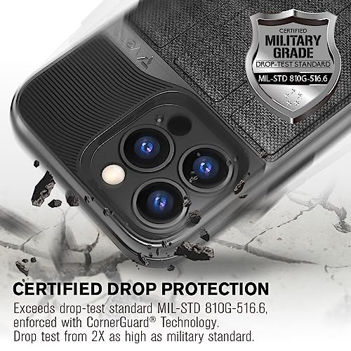 Vena Vcommute Wallet Case Compatible With Apple Iphone 14 Pro Max (6.7"-Inch), (Military Grade Drop Protection) Flip Leather Cover Card Slot Holder With Kickstand - Slate Black #TOP4