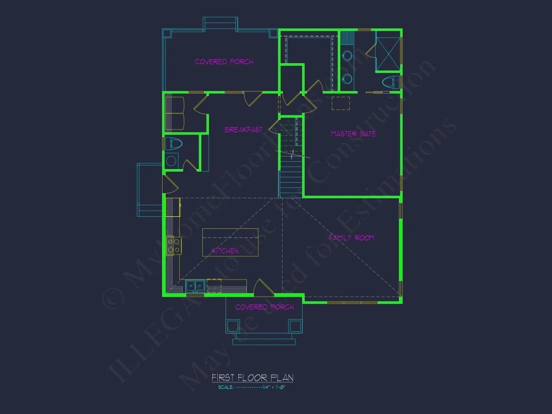 19-1443 House Plan - Cottage Home Plan - 2-Bed, 2-Bath, 1,450 SF