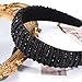 OAOLEER Velvet Padded Diamond Rhinestone Big Headband for Women Black Crystal Embellished Hair Hoop Races Goth Wedding Headpiece Fashion Hair Accessory Suit for Wedding,Party,and Daily Life