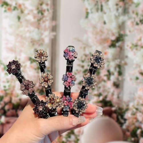 Pousbo Crystal Braided Duck Bill Clips (4 Pcs)
