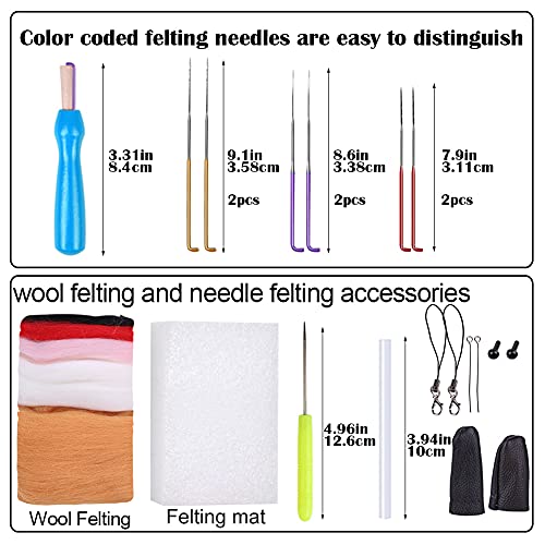 Needle Felting Kit, Complete Needle Felting Tools and Supplies, Needle Felting Beginner Kits, Animals Wool Felting Kits for DIY Felting Starters and Kids