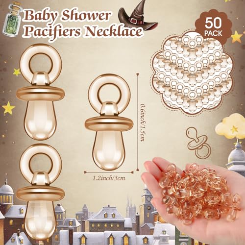 Image of Thyle 51 Pcs Magical Wizard Pacifier Hunt Baby Shower Games Include Hunt Sign and 50 Acrylic Pacifiers for Baby Shower Decoration Gift Sets Gender Reveal Party Decor