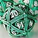 Metal DND Dice Set - Unique Round Hollow Orb Design for Better Rolling - Beautiful Dragon Set for Role Playing Games (RPG) - Stunning D&D Dungeons and Dragons Dice (Green)