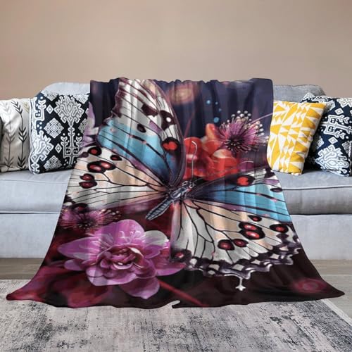 Couverture chaude lit flanelle plaid papillon confortable