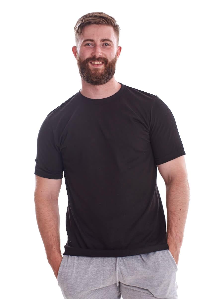 Pack of 3 Basic Plain Cotton T-Shirts Single Jersey 100% Cotton Crew Neck Top Black