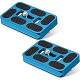 Frienda 2 Pieces Metal Quick Release Plate with 1/4''-20 Camera Screw Tripod Mount Plate Fits Standard for DSLR Camera Tripod Ball Head(Blue,Pu60)
