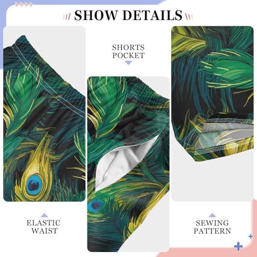 ZZKKO Luxurious Peacock Feather Boys Pants for Kids Jogger Pants with Pockets S-XL4