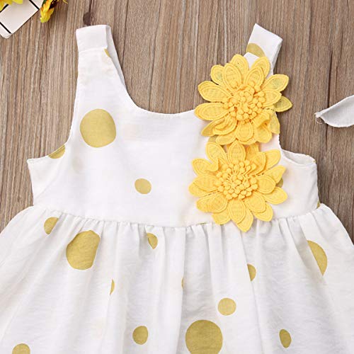 Image of Bold N Elegant Baby-Girl's Summer Sleeveless Cotton Floral Heart Print Princess Midi Dress Frock Tutu with Hat for Girls